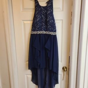 Navy blue homecoming high low dress